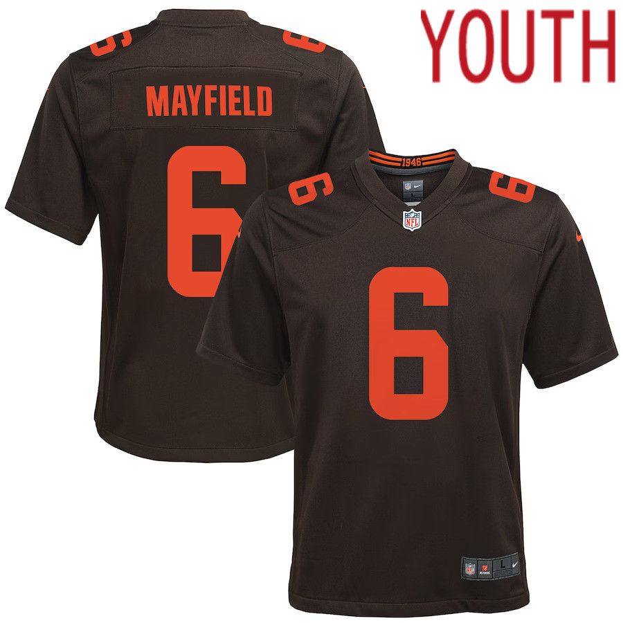 Youth Cleveland Browns #6 Baker Mayfield Nike Brown Alternate Game NFL Jersey->youth nfl jersey->Youth Jersey